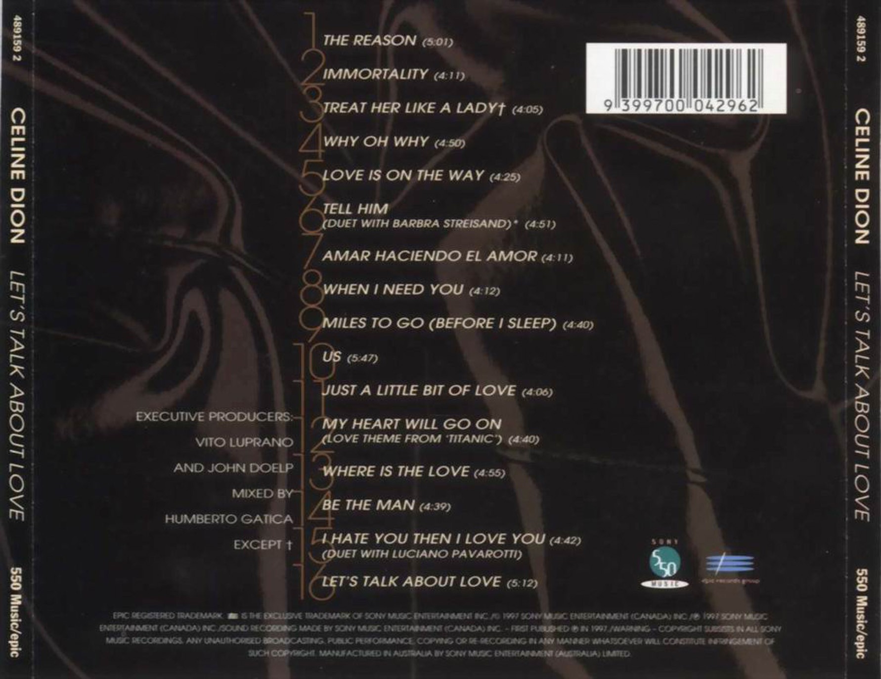 Celine Dion  Lets Talk About Love 1997 : Back